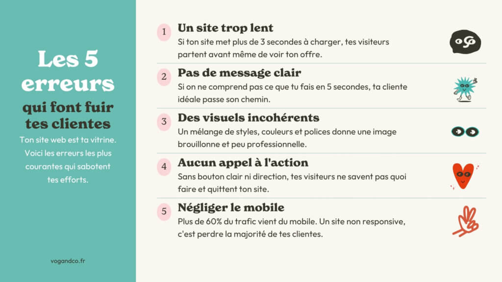 Infographie : les 5 erreurs qui empêchent un site d'artisane d'attirer des clients